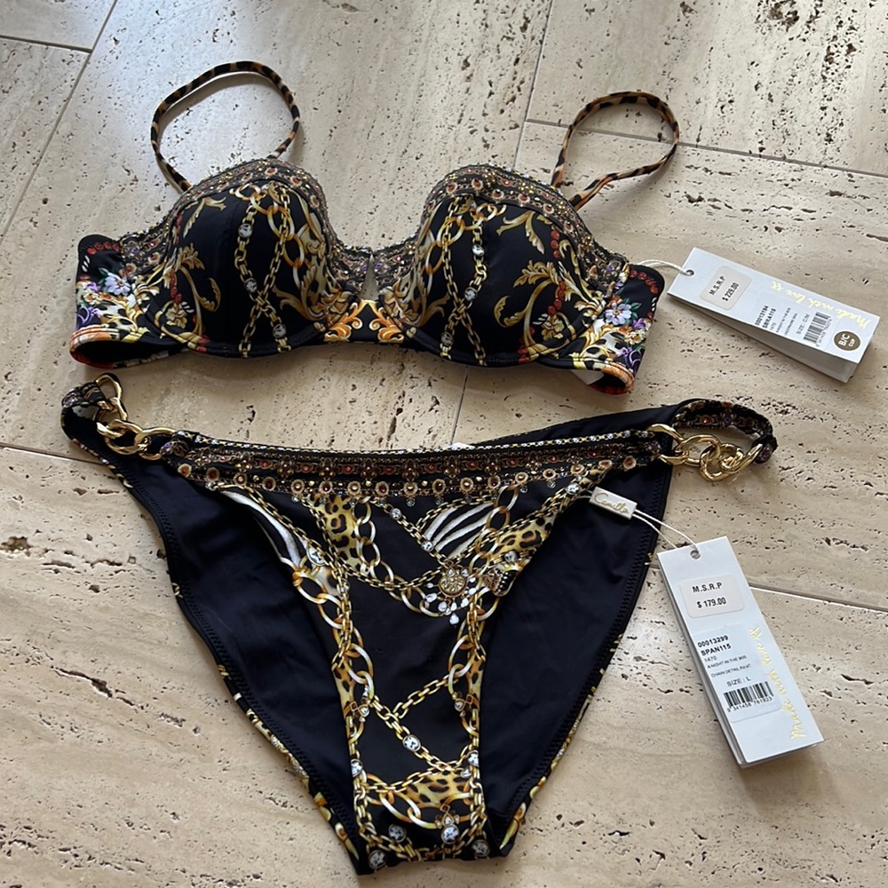 Camilla Black and Gold Chain Bikini